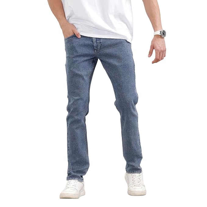 WROGN Men’s Cotton Stretch Jeans | Solid | Slim Fit | Mid Rise
