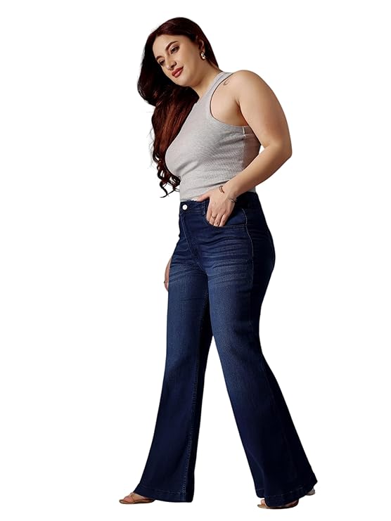 Miss Chase A+ Women’s High-Rise Regular-Length Stretchable Bootcut Denim Jeans