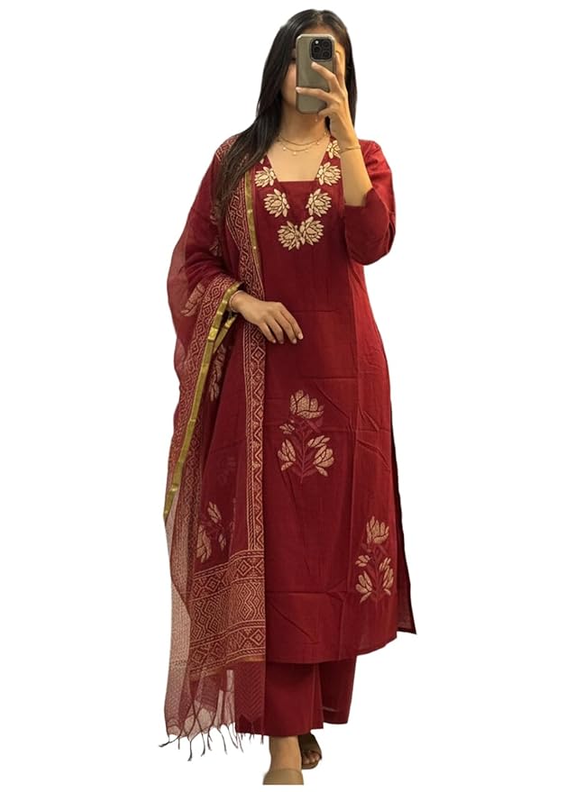 ANNI Designer Women’s Rayon Viscose Straight fit Printed Embroidered Kurta with Pant & Dupatta | Ethnic Kurta Set for Women | Daily, Office & Festive Traditional