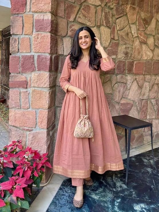 GoSriKi Co Ord Set for Women Viscose Printed | Kurti Set for Woman | A-Line Kurta Palazzo Co Ord Set | 2 Piece Set Women | 3/4 Sleeve V-Neck Suit Set Stylish Ethnic Outfit Clothing