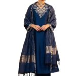 Klosia Women Embroidery Solid Straight Kurta and Pant Set with Dupatta